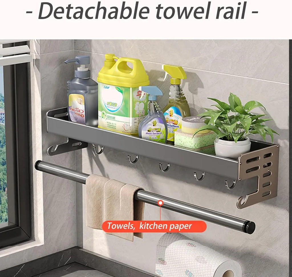 “WallPro Multi‑Hook Spice & Utensil Shelf”