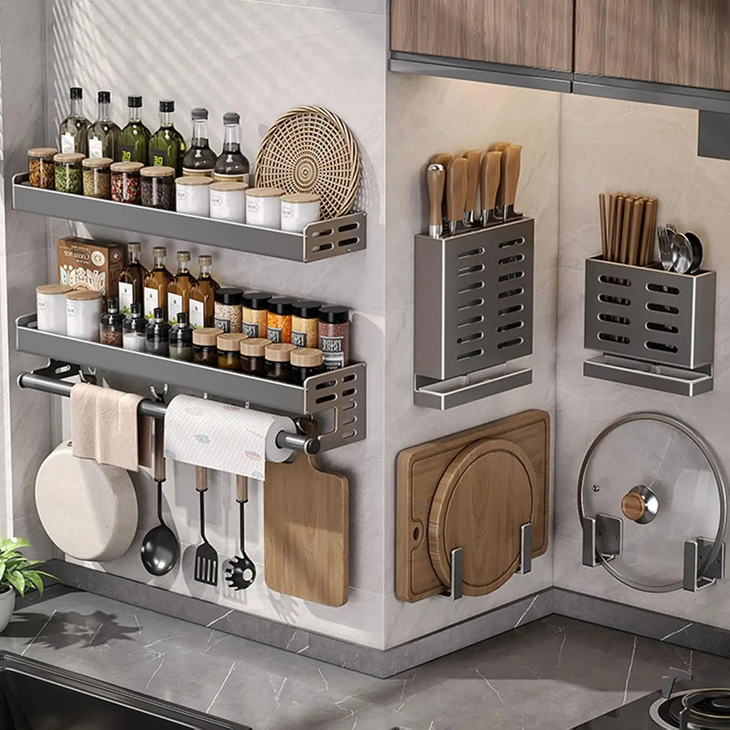 “WallPro Multi‑Hook Spice & Utensil Shelf”