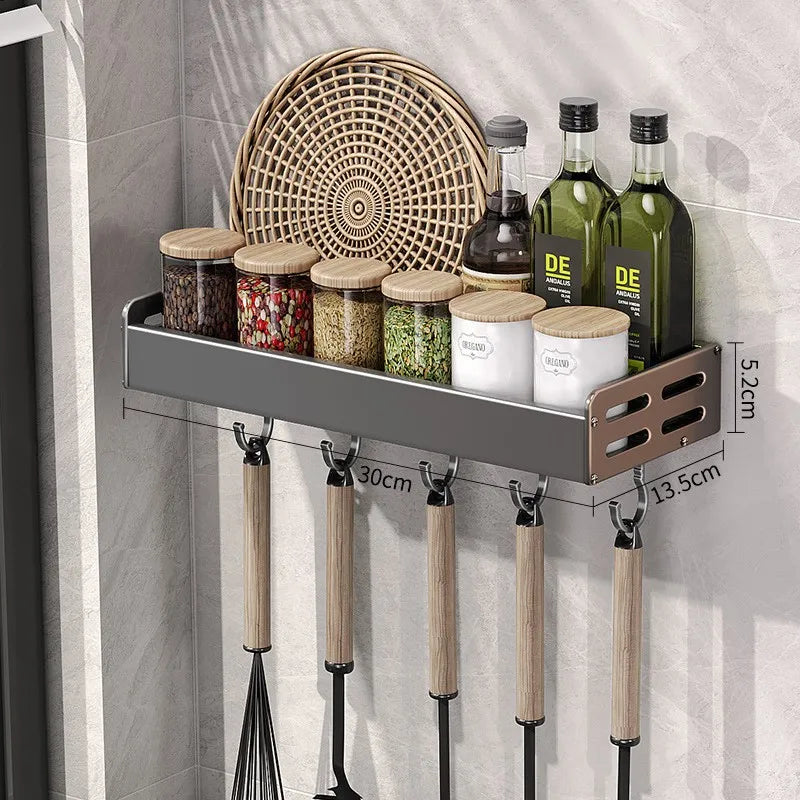 “WallPro Multi‑Hook Spice & Utensil Shelf”