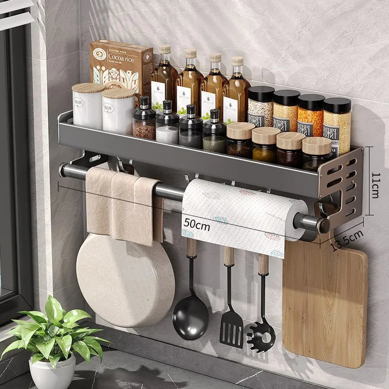 “WallPro Multi‑Hook Spice & Utensil Shelf”