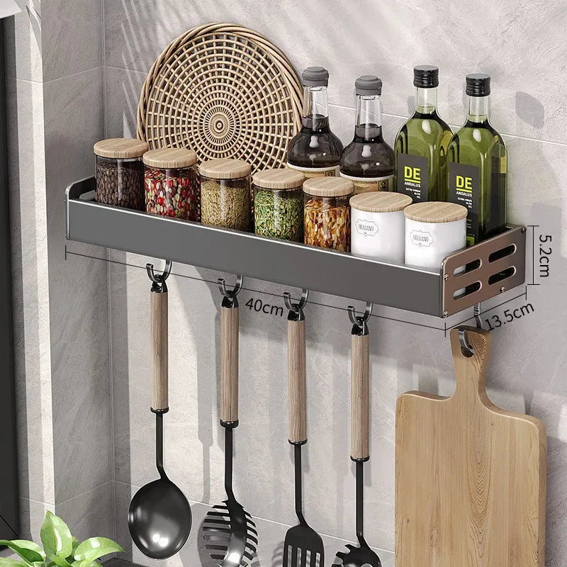 “WallPro Multi‑Hook Spice & Utensil Shelf”