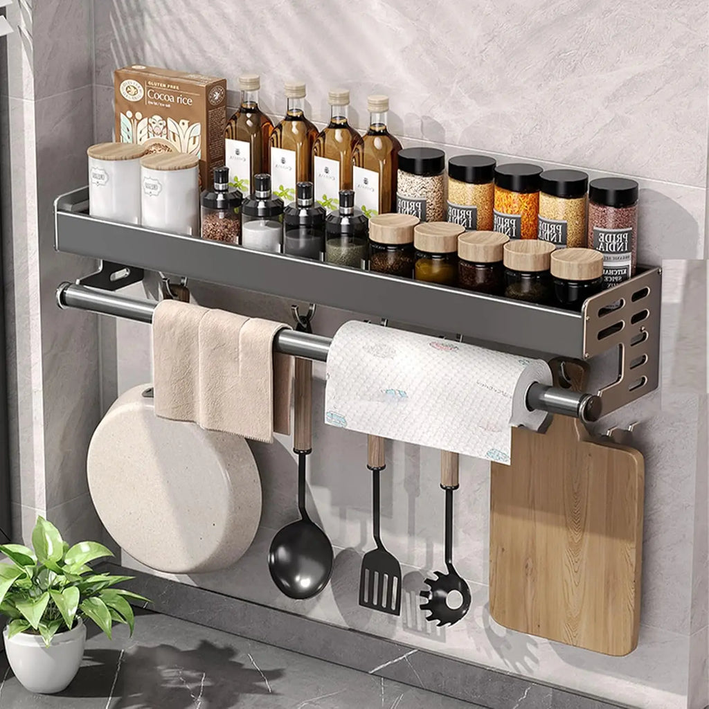 “WallPro Multi‑Hook Spice & Utensil Shelf”
