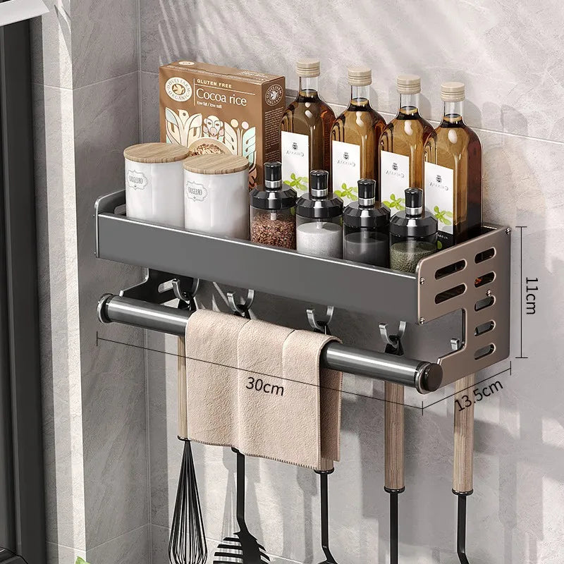 “WallPro Multi‑Hook Spice & Utensil Shelf”