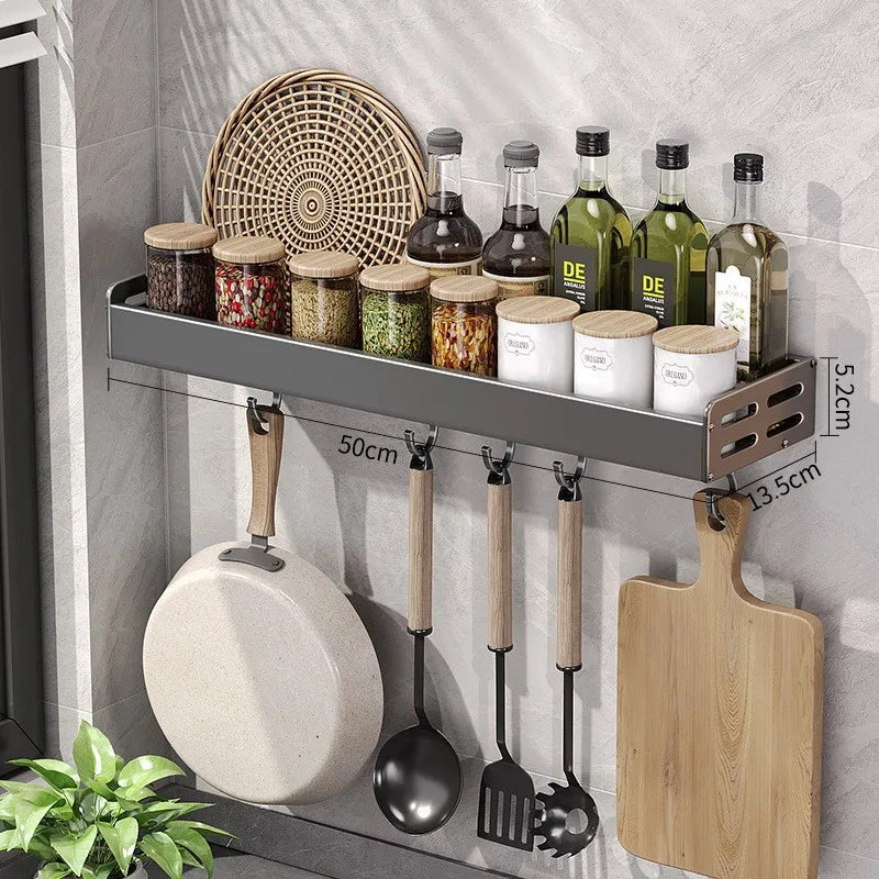 “WallPro Multi‑Hook Spice & Utensil Shelf”